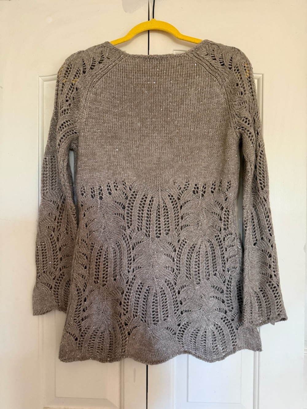 INC International Concepts Taupe Knit V-Neck Sweater with sequin detail - Picture 2 of 7